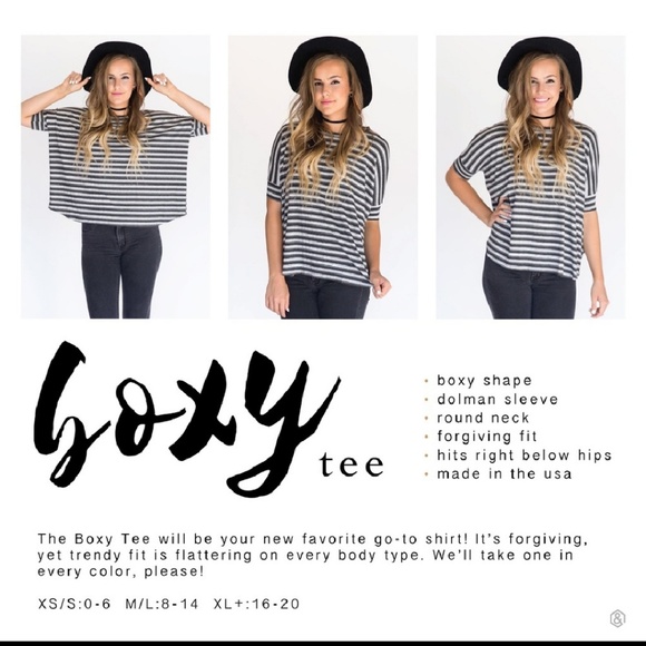 NWT white and gray striped Agnes & Dora boxy tee - Picture 2 of 4